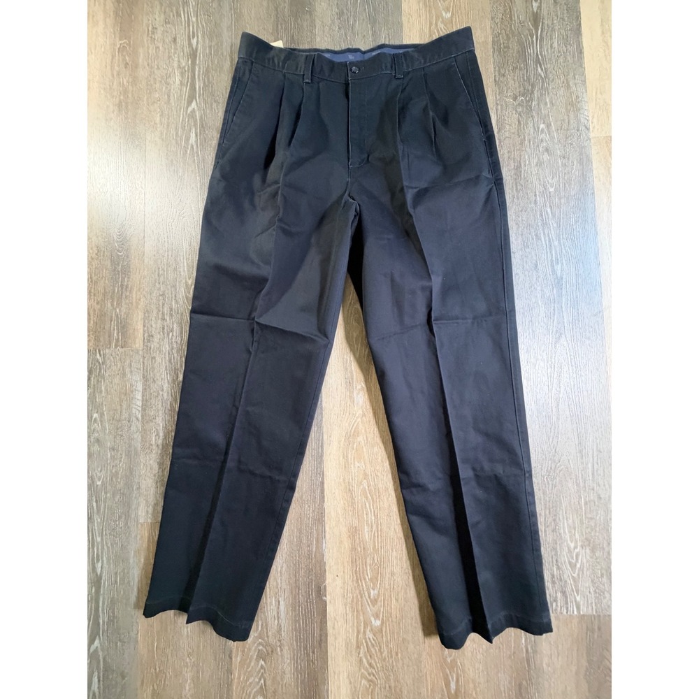 Dockers Pleated Chino Pants Mens 38x32 Black 100% Cotton Nice Pants Classic